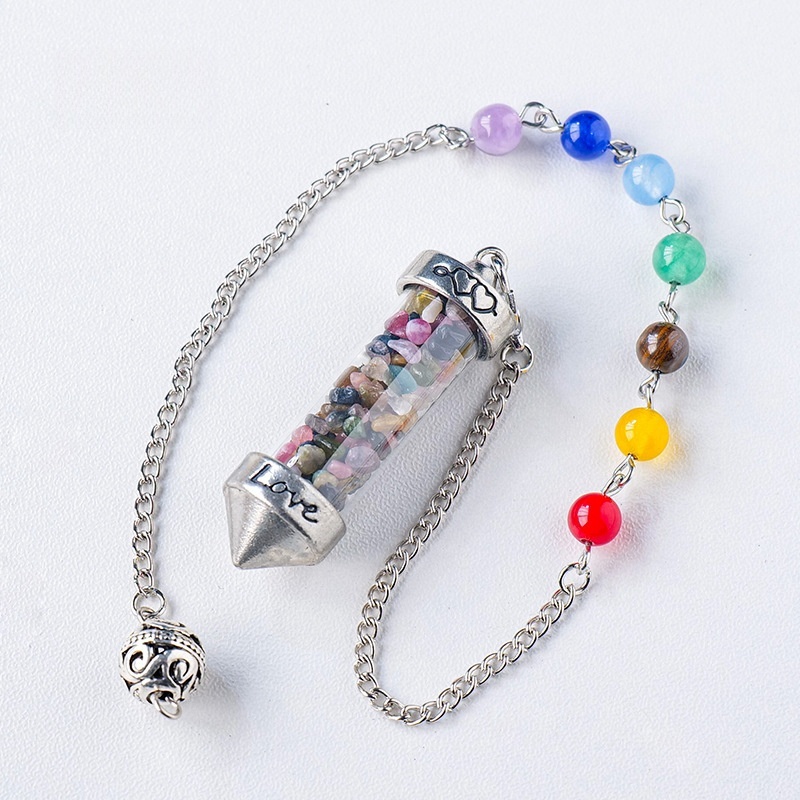 Natural crystal gravel bullet pendulum amethyst gravel glass tube pendant