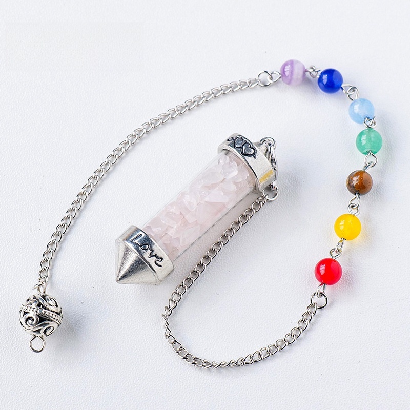 Natural crystal gravel bullet pendulum amethyst gravel glass tube pendant