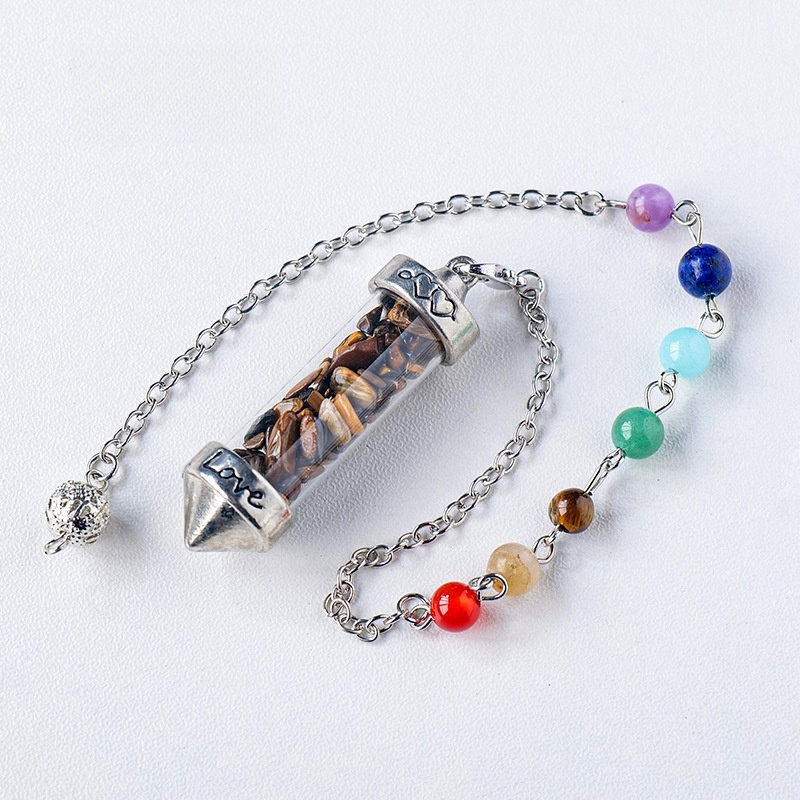 Natural crystal gravel bullet pendulum amethyst gravel glass tube pendant