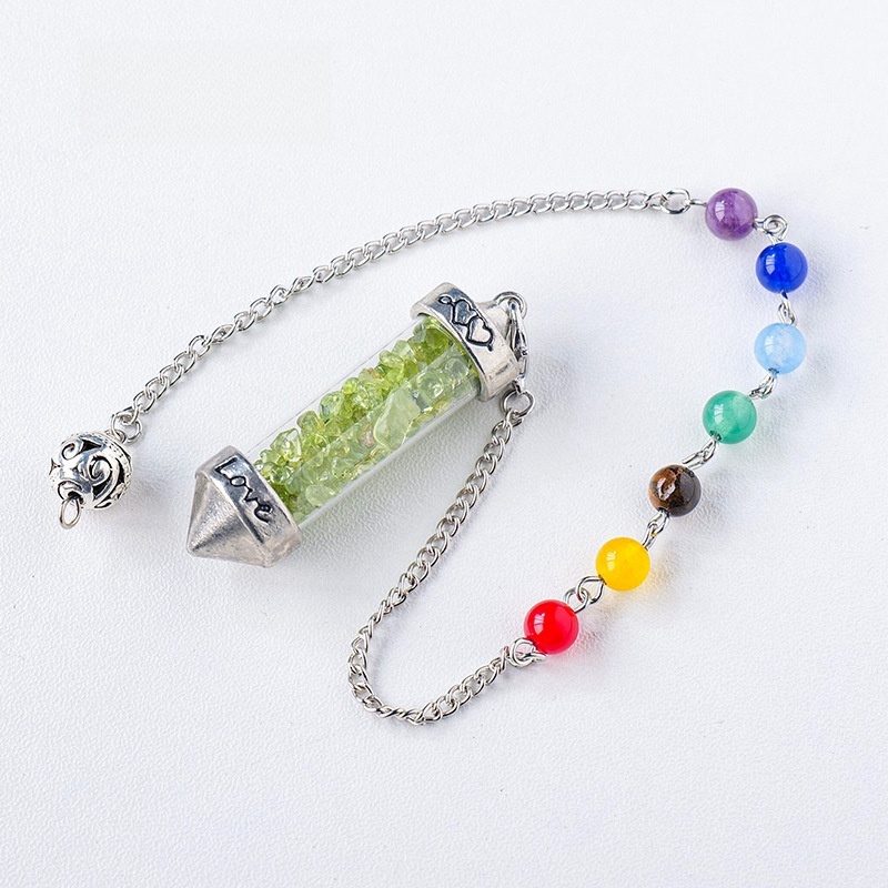 Natural crystal gravel bullet pendulum amethyst gravel glass tube pendant