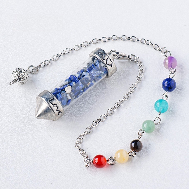 Natural crystal gravel bullet pendulum amethyst gravel glass tube pendant