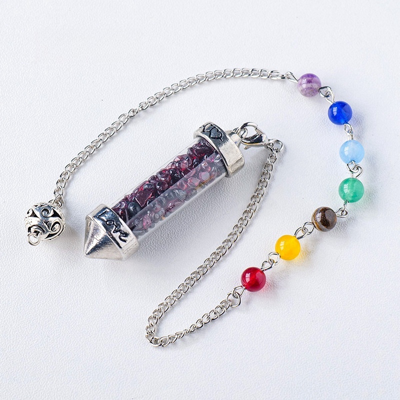Natural crystal gravel bullet pendulum amethyst gravel glass tube pendant