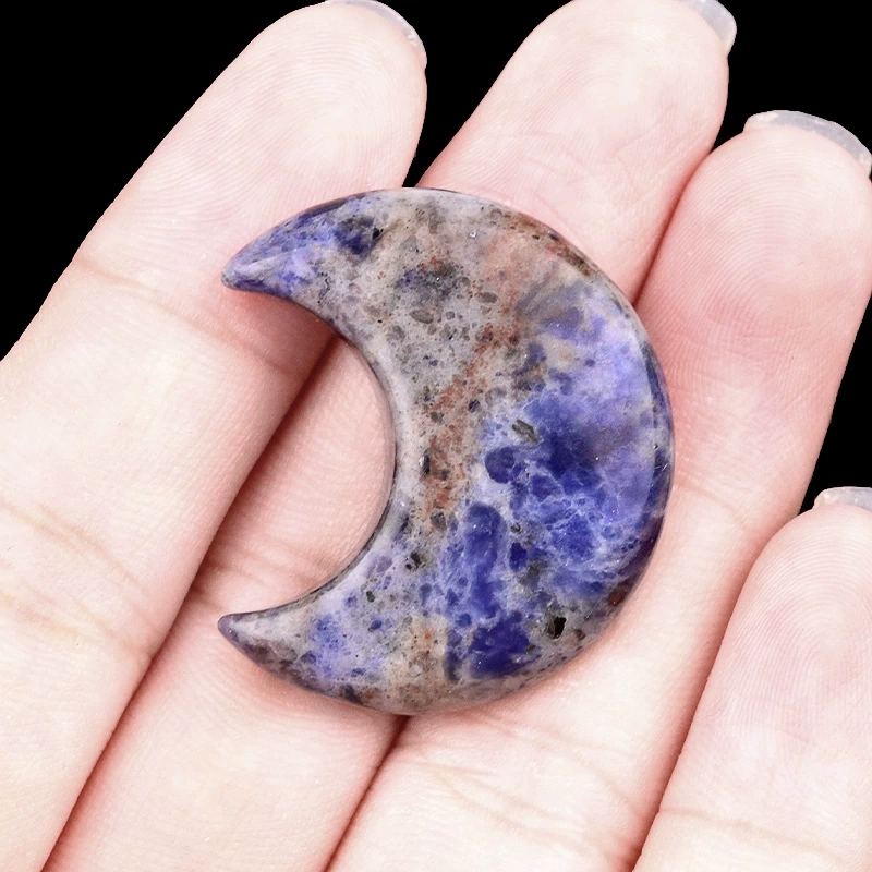 30mm moon natural crystal agate stone crescent shape diy non-hole moon jewelry accessories material