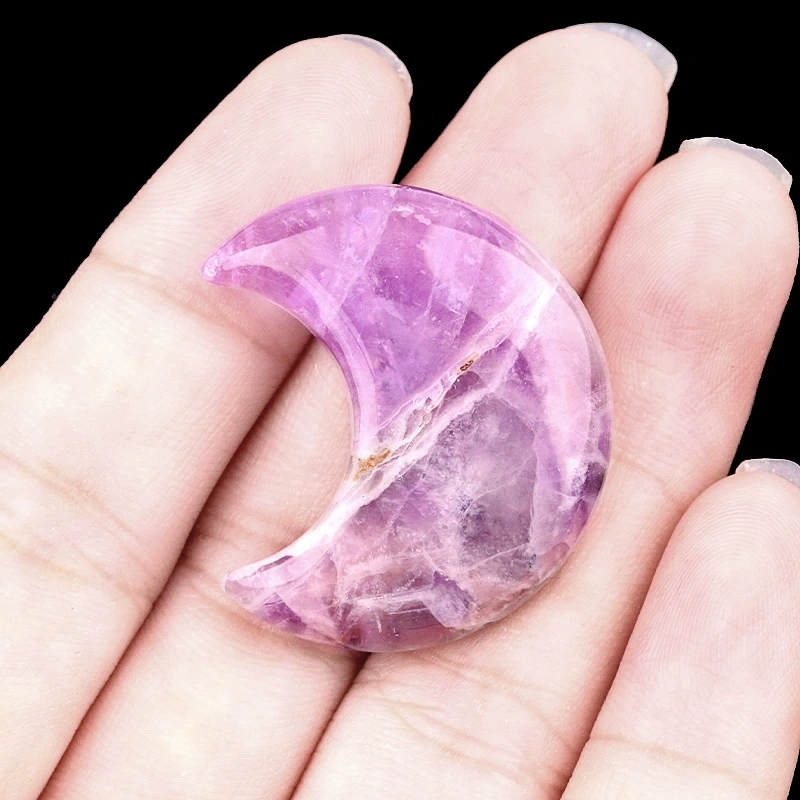 30mm moon natural crystal agate stone crescent shape diy non-hole moon jewelry accessories material