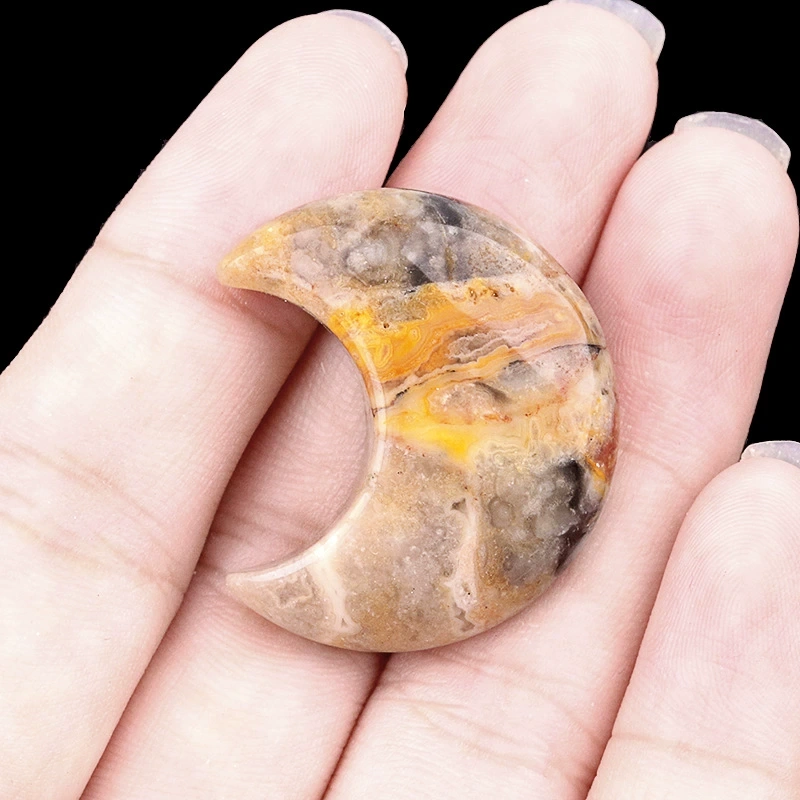 30mm moon natural crystal agate stone crescent shape diy non-hole moon jewelry accessories material