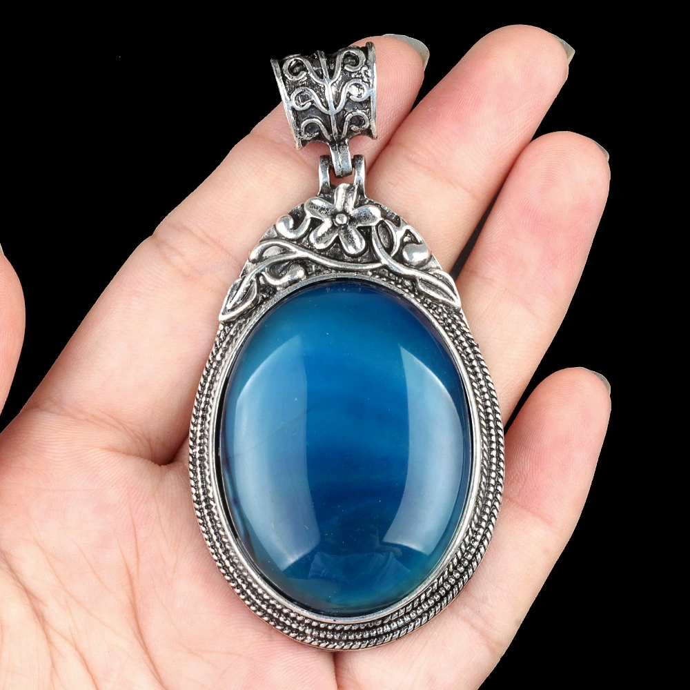 Set of gemstones crystal agate semi-precious stone alloy inlaid gemstone pendant foreign trade jewelry