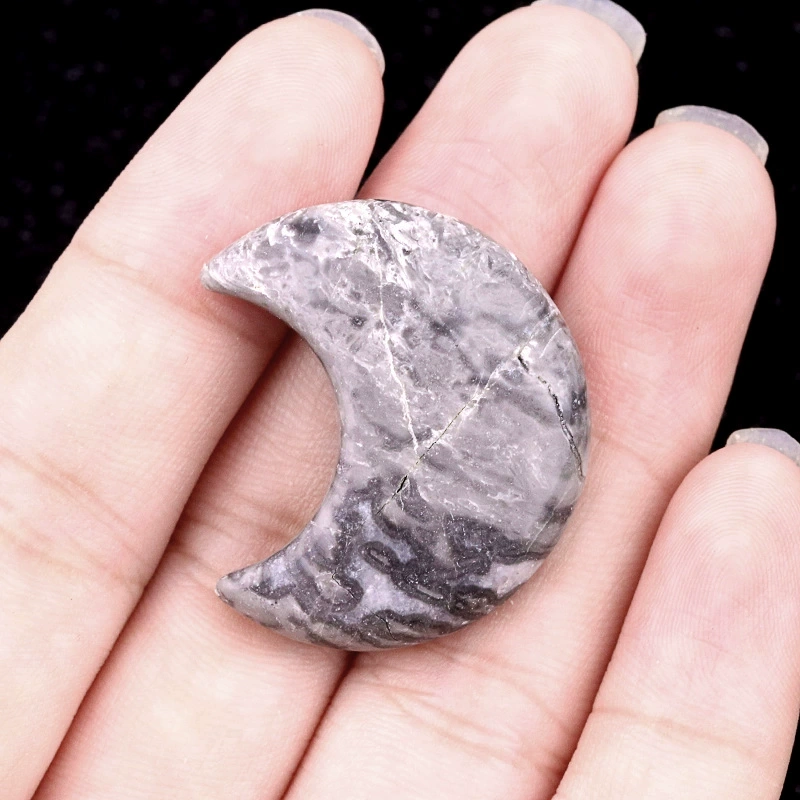 30mm moon natural crystal agate stone crescent shape diy non-hole moon jewelry accessories material