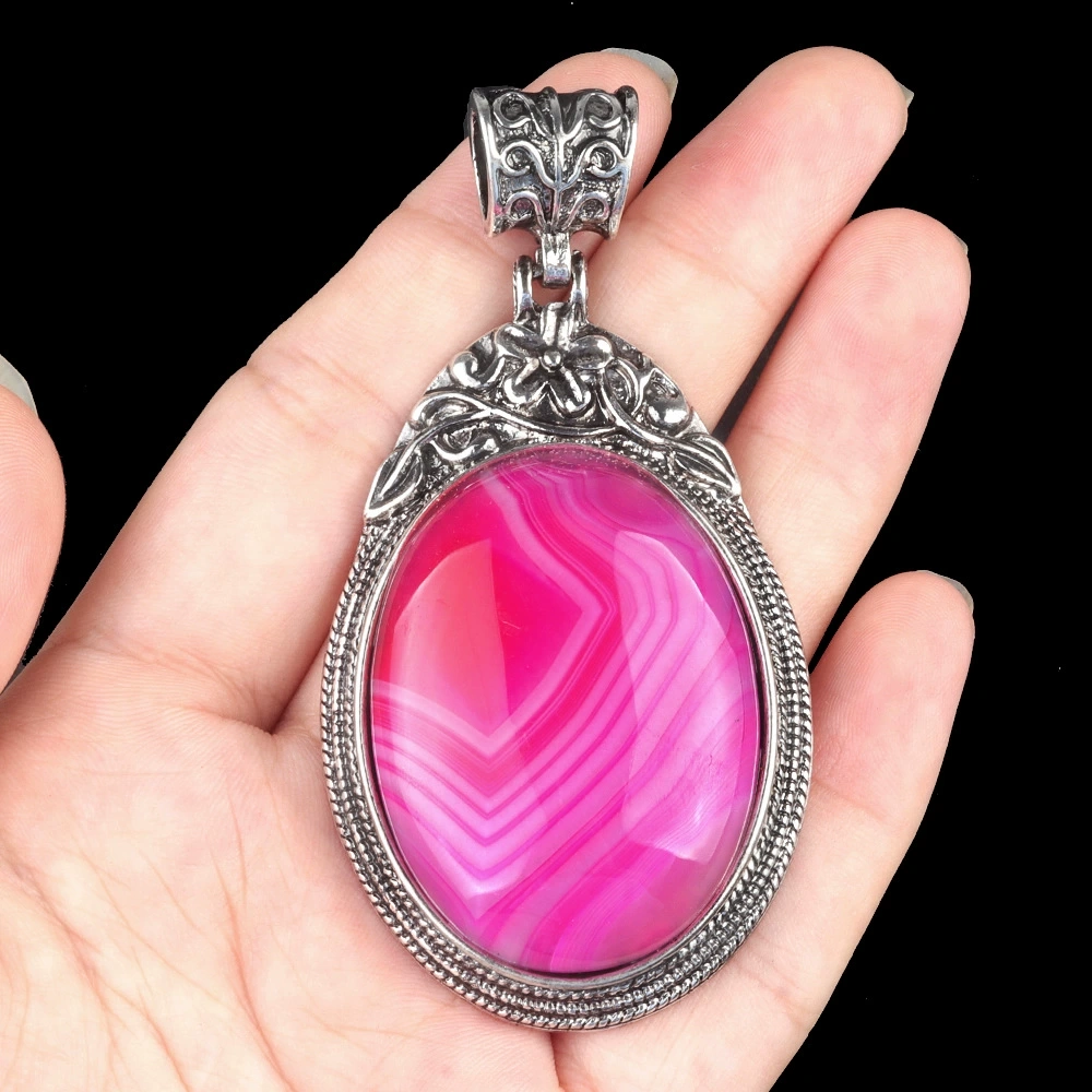 Set of gemstones crystal agate semi-precious stone alloy inlaid gemstone pendant foreign trade jewelry