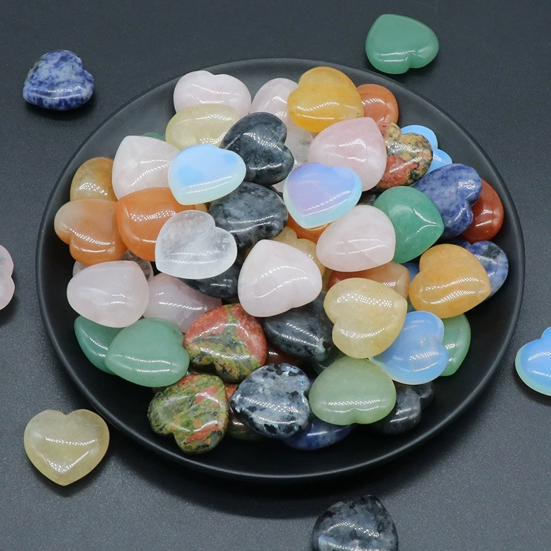 25mm natural crystal stone heart-shaped ornaments non-porous natural stone heart-shaped bare stone