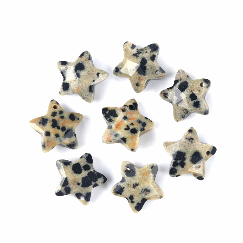 Natural crystal 14mm double faceted mini five-pointed star pendant tiger eye stone star DIY jewelry accessories