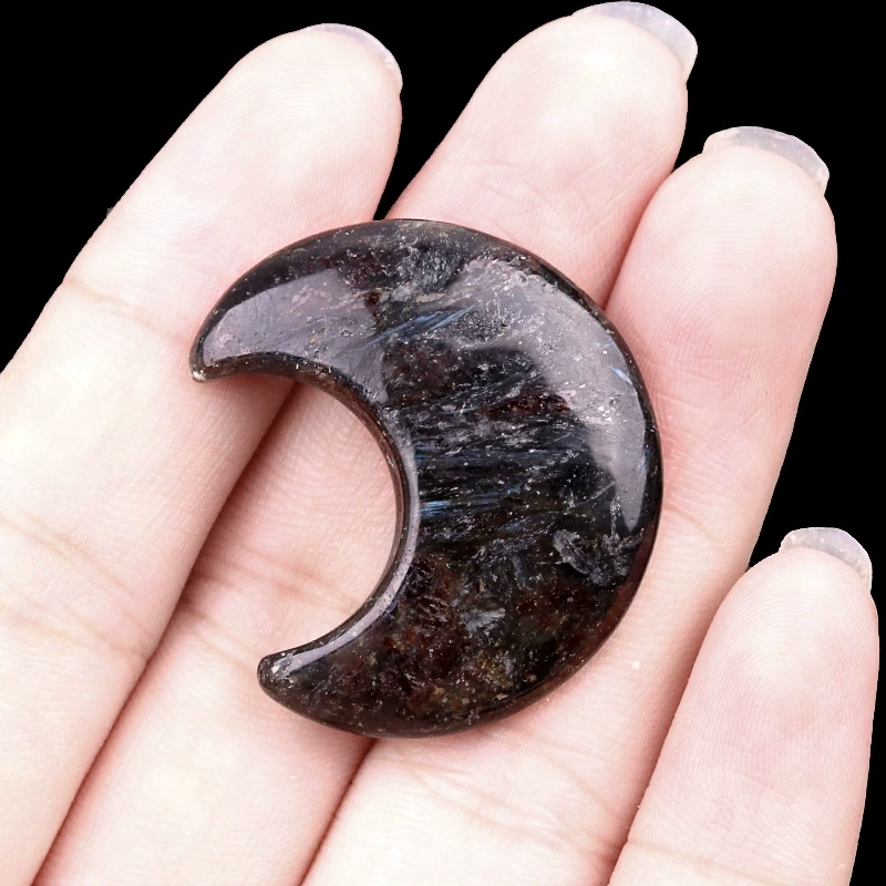30mm moon natural crystal agate stone crescent shape diy non-hole moon jewelry accessories material