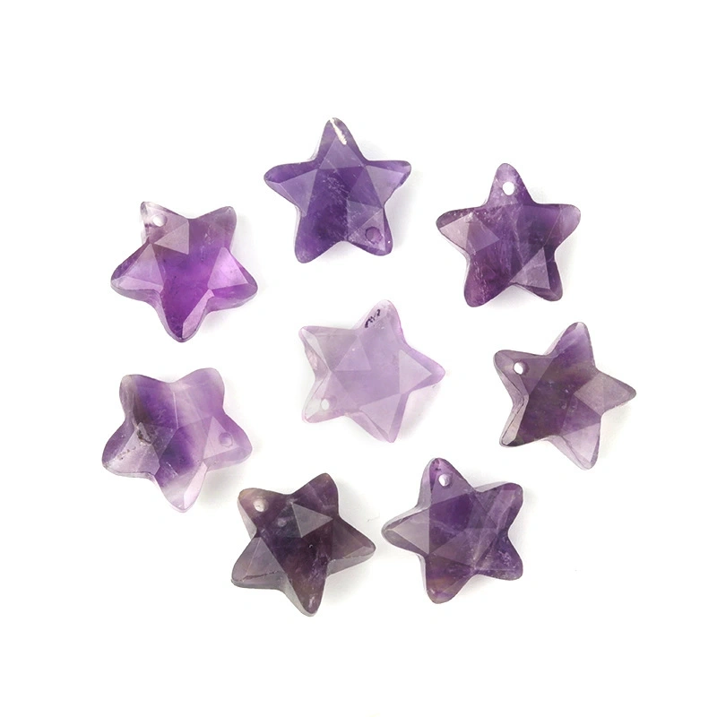 Natural crystal 14mm double faceted mini five-pointed star pendant tiger eye stone star DIY jewelry accessories