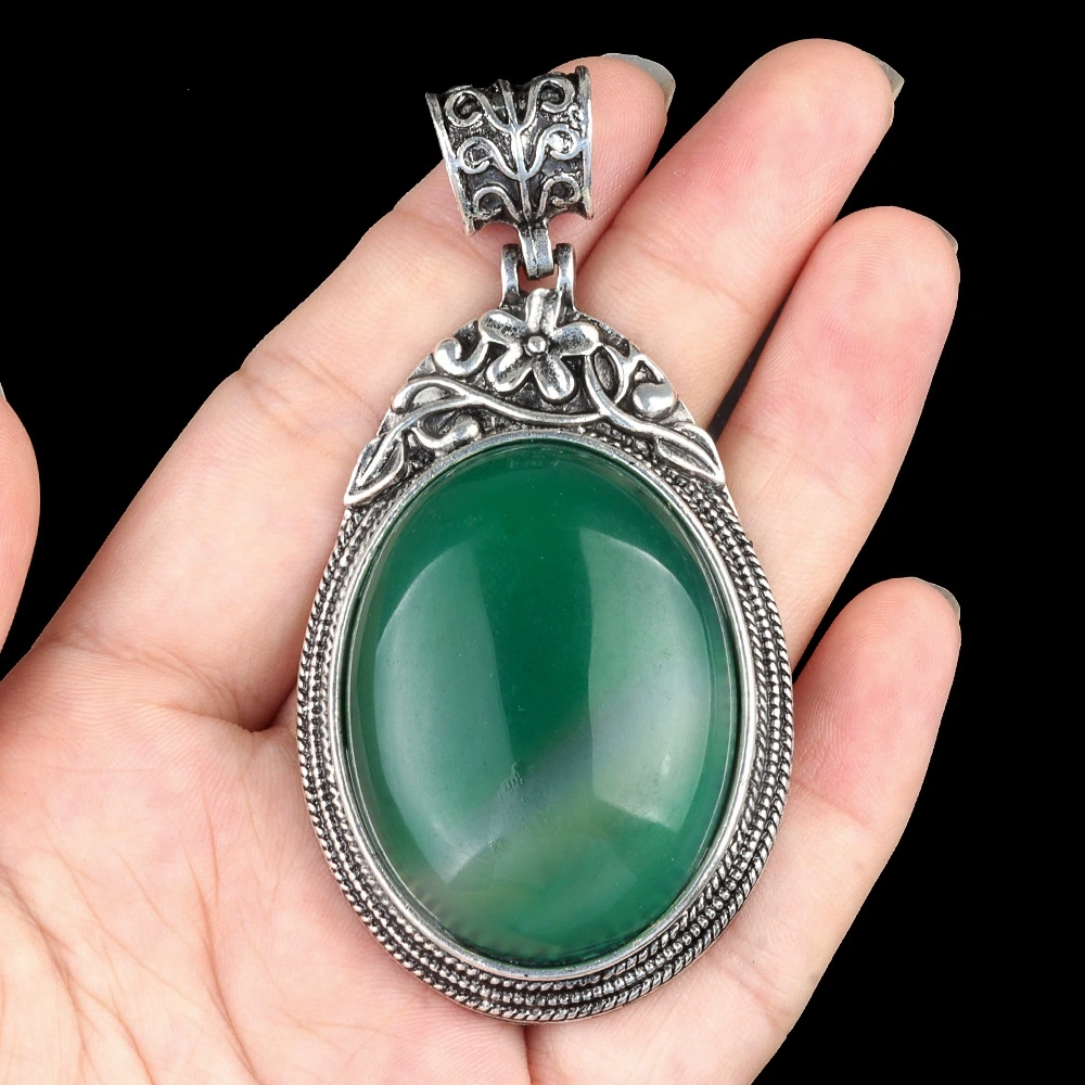 Set of gemstones crystal agate semi-precious stone alloy inlaid gemstone pendant foreign trade jewelry