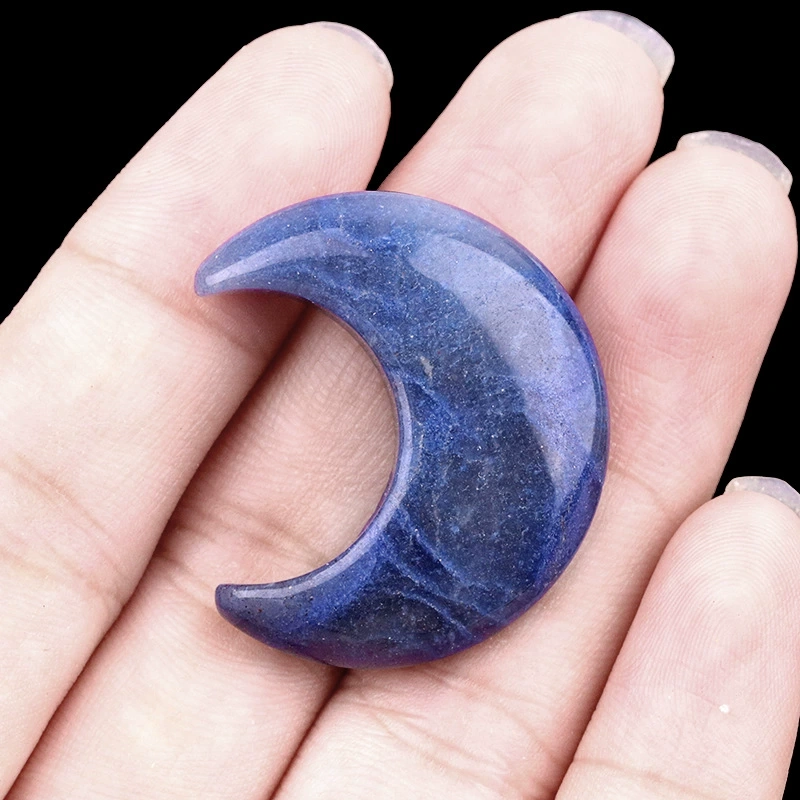 30mm moon natural crystal agate stone crescent shape diy non-hole moon jewelry accessories material