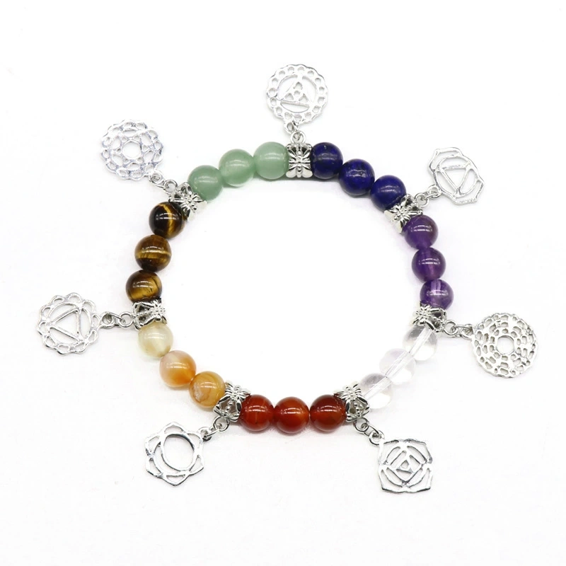 Natural crystal stone chakra bracelet yoga jewelry crystal agate colorful stone bracelet