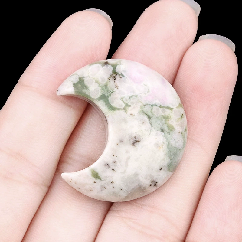 30mm moon natural crystal agate stone crescent shape diy non-hole moon jewelry accessories material
