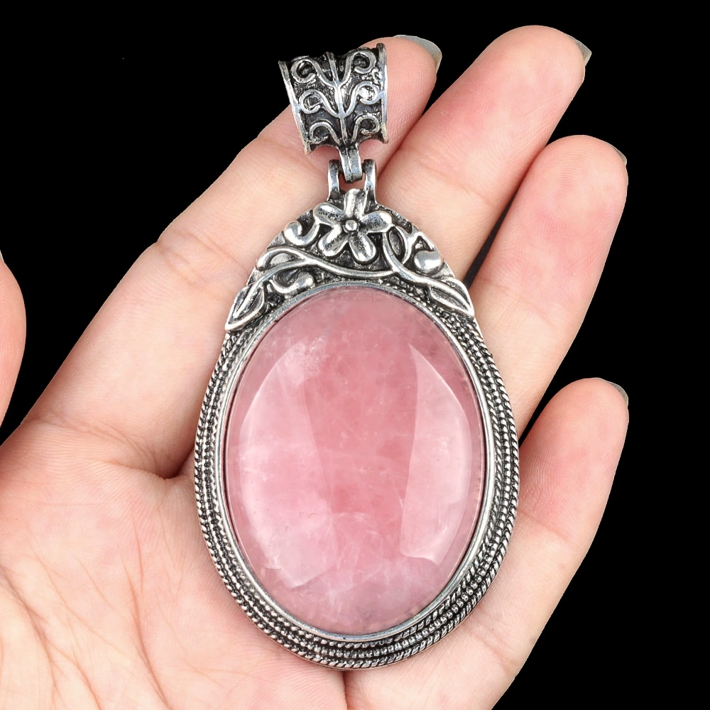 Set of gemstones crystal agate semi-precious stone alloy inlaid gemstone pendant foreign trade jewelry