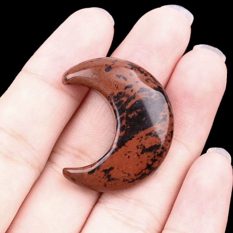 30mm moon natural crystal agate stone crescent shape diy non-hole moon jewelry accessories material