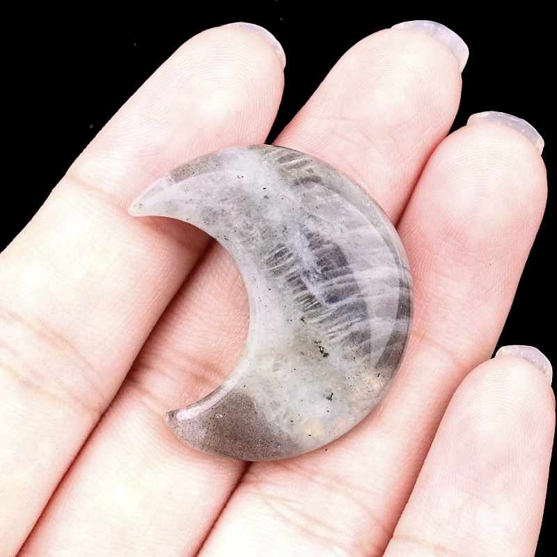30mm moon natural crystal agate stone crescent shape diy non-hole moon jewelry accessories material