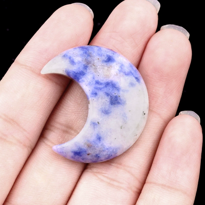 30mm moon natural crystal agate stone crescent shape diy non-hole moon jewelry accessories material