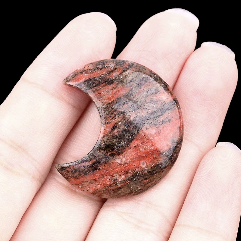 30mm moon natural crystal agate stone crescent shape diy non-hole moon jewelry accessories material