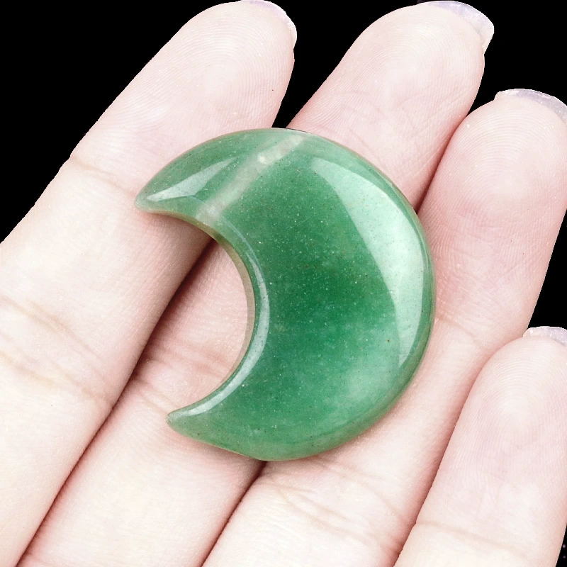 30mm moon natural crystal agate stone crescent shape diy non-hole moon jewelry accessories material