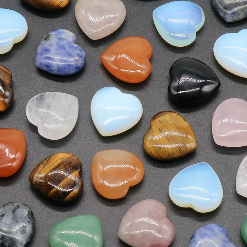 25mm natural crystal stone heart-shaped ornaments non-porous natural stone heart-shaped bare stone
