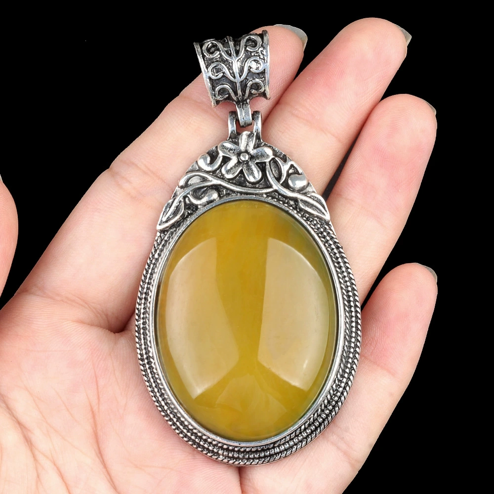 Set of gemstones crystal agate semi-precious stone alloy inlaid gemstone pendant foreign trade jewelry