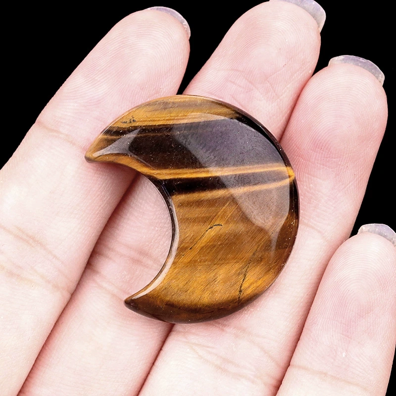 30mm moon natural crystal agate stone crescent shape diy non-hole moon jewelry accessories material