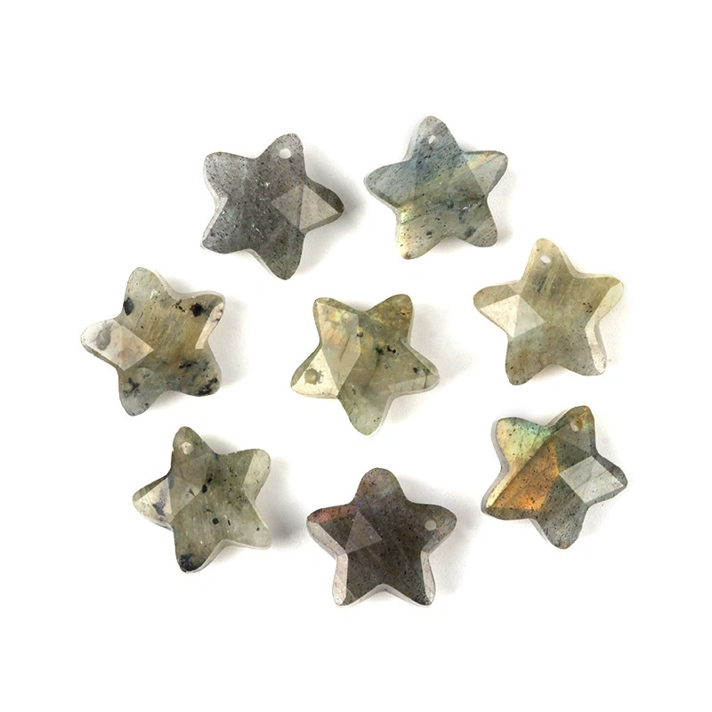 Natural crystal 14mm double faceted mini five-pointed star pendant tiger eye stone star DIY jewelry accessories