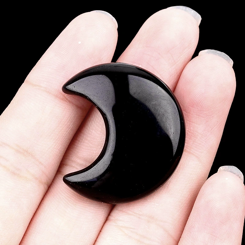 30mm moon natural crystal agate stone crescent shape diy non-hole moon jewelry accessories material