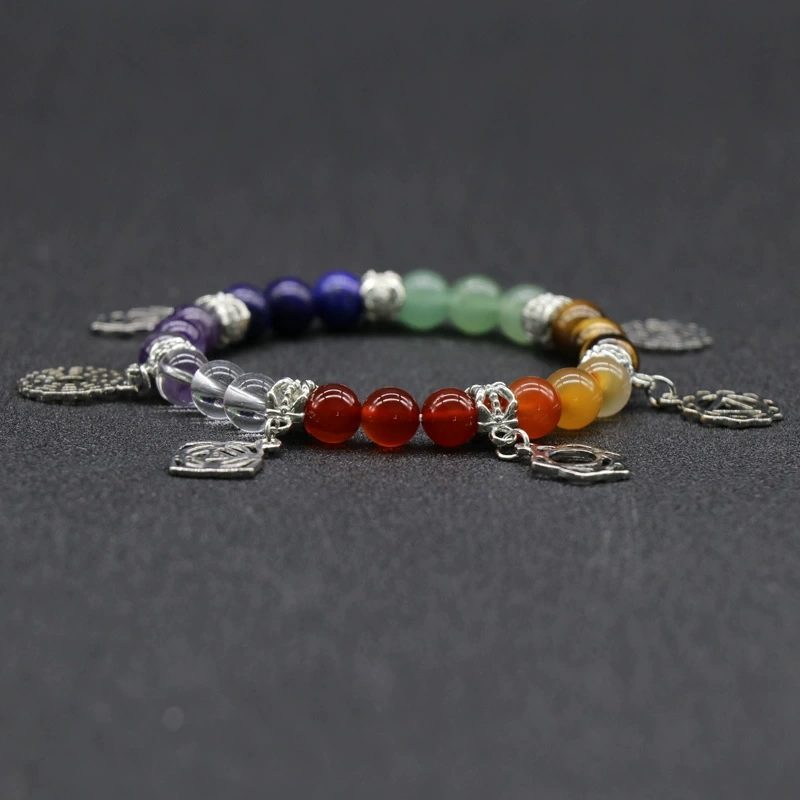 Natural crystal stone chakra bracelet yoga jewelry crystal agate colorful stone bracelet