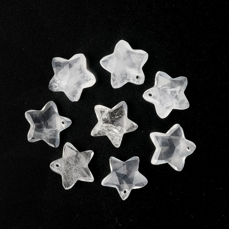 Natural crystal 14mm double faceted mini five-pointed star pendant tiger eye stone star DIY jewelry accessories