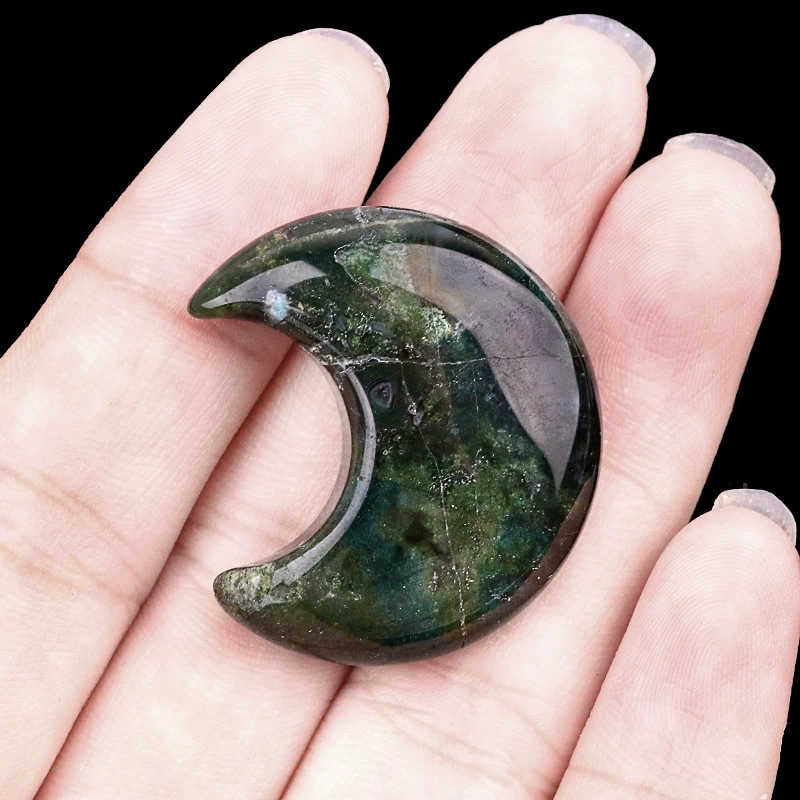 30mm moon natural crystal agate stone crescent shape diy non-hole moon jewelry accessories material