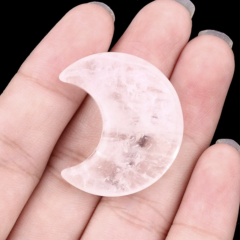 30mm moon natural crystal agate stone crescent shape diy non-hole moon jewelry accessories material