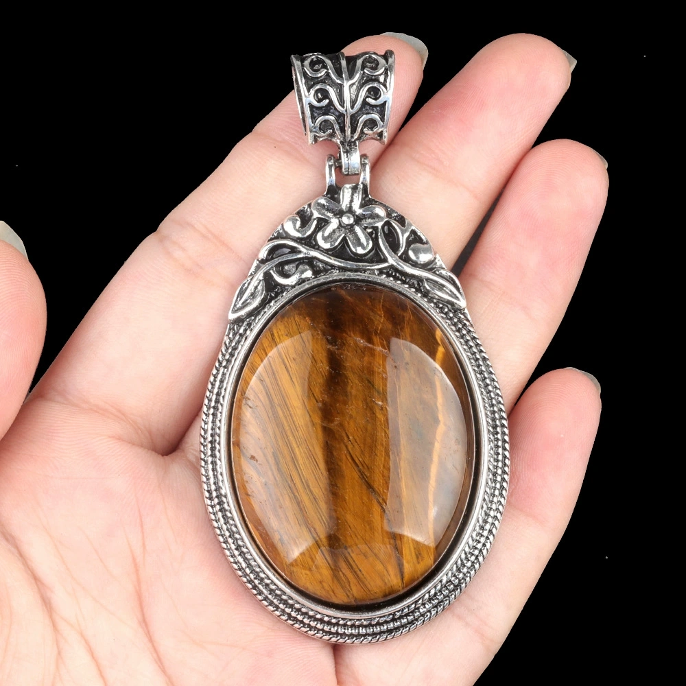 Set of gemstones crystal agate semi-precious stone alloy inlaid gemstone pendant foreign trade jewelry