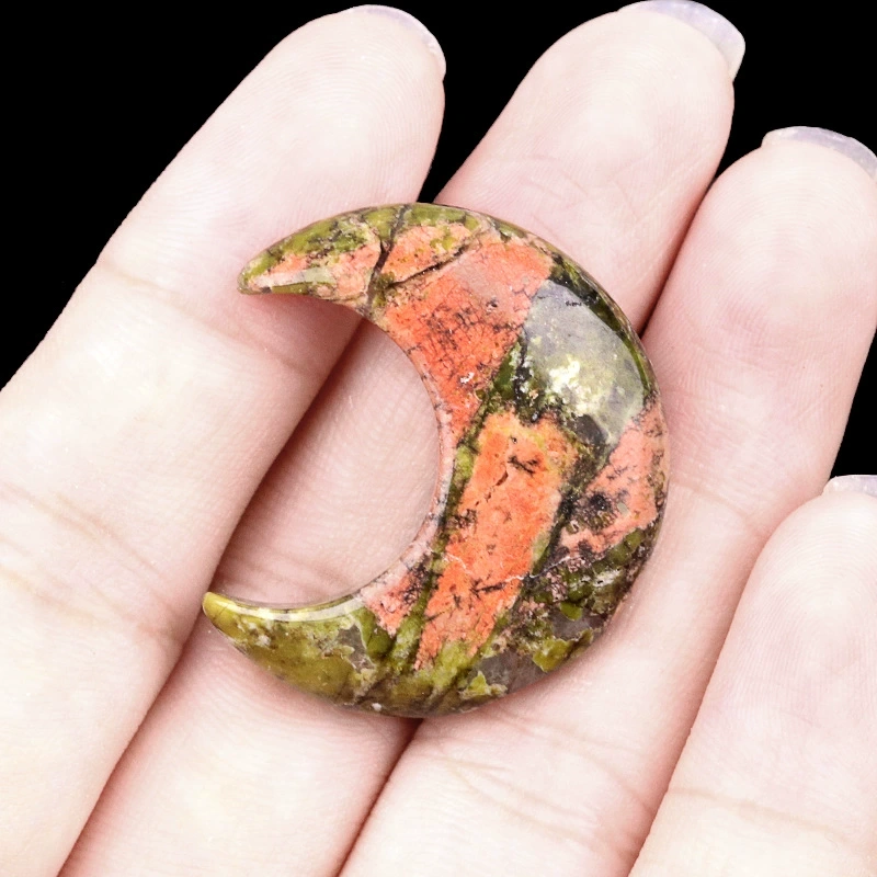 30mm moon natural crystal agate stone crescent shape diy non-hole moon jewelry accessories material