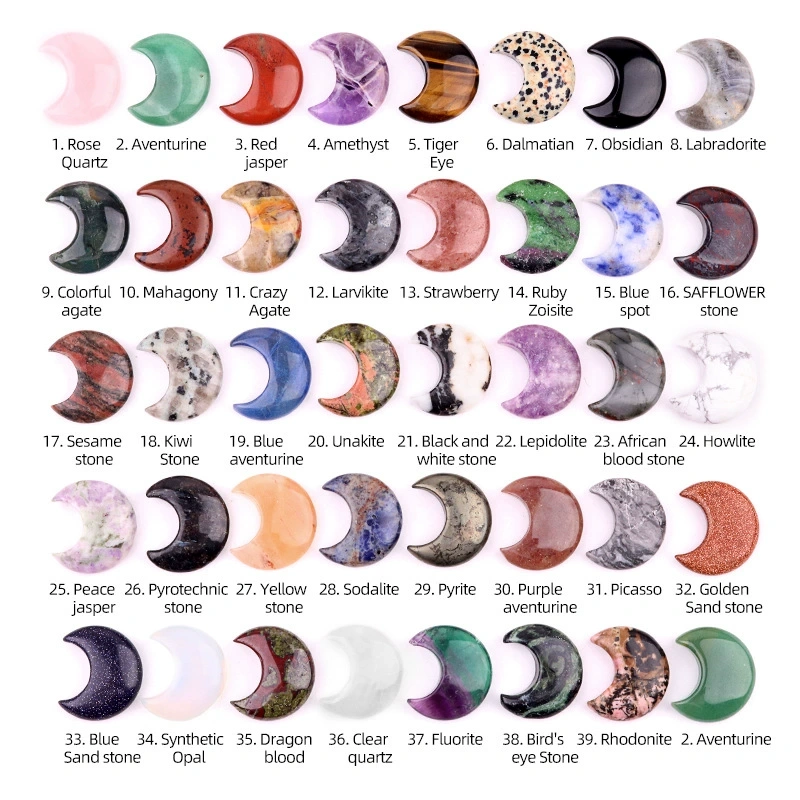 30mm moon natural crystal agate stone crescent shape diy non-hole moon jewelry accessories material