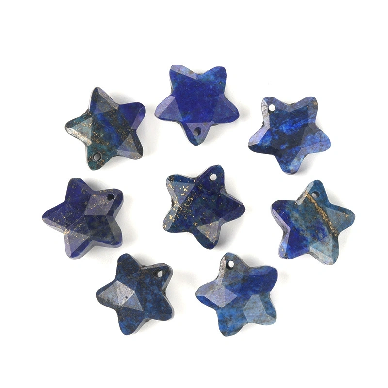 Natural crystal 14mm double faceted mini five-pointed star pendant tiger eye stone star DIY jewelry accessories