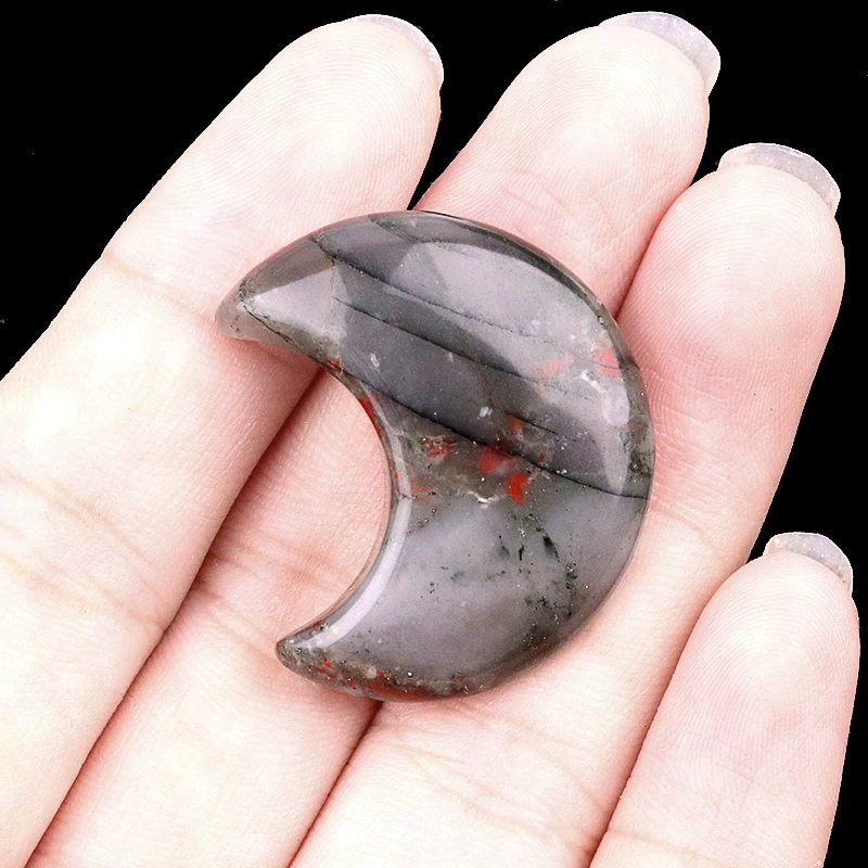 30mm moon natural crystal agate stone crescent shape diy non-hole moon jewelry accessories material