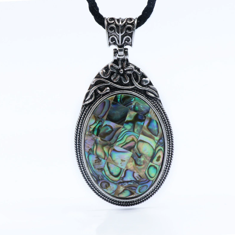 Set of gemstones crystal agate semi-precious stone alloy inlaid gemstone pendant foreign trade jewelry