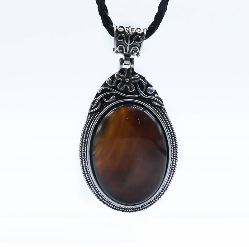 Set of gemstones crystal agate semi-precious stone alloy inlaid gemstone pendant foreign trade jewelry