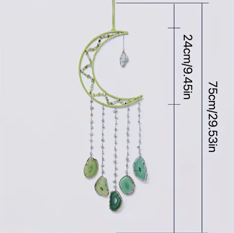 Natural crystal gravel moon dream catcher pendant agate wind chime crystal wall decoration