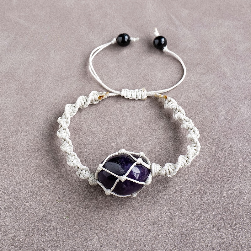 Natural crystal rolling stone net bag braided bracelet fashion crystal retro bracelet