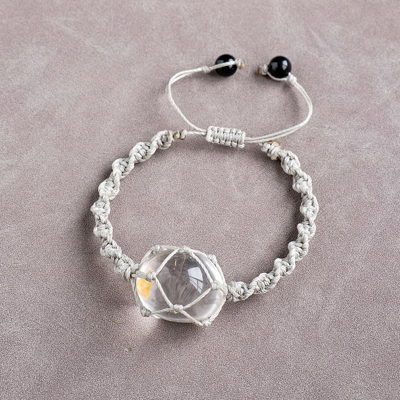 Natural crystal rolling stone net bag braided bracelet fashion crystal retro bracelet