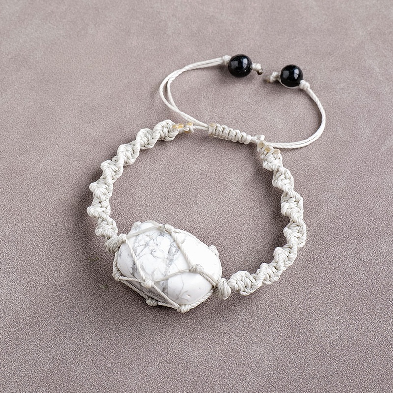 Natural crystal rolling stone net bag braided bracelet fashion crystal retro bracelet