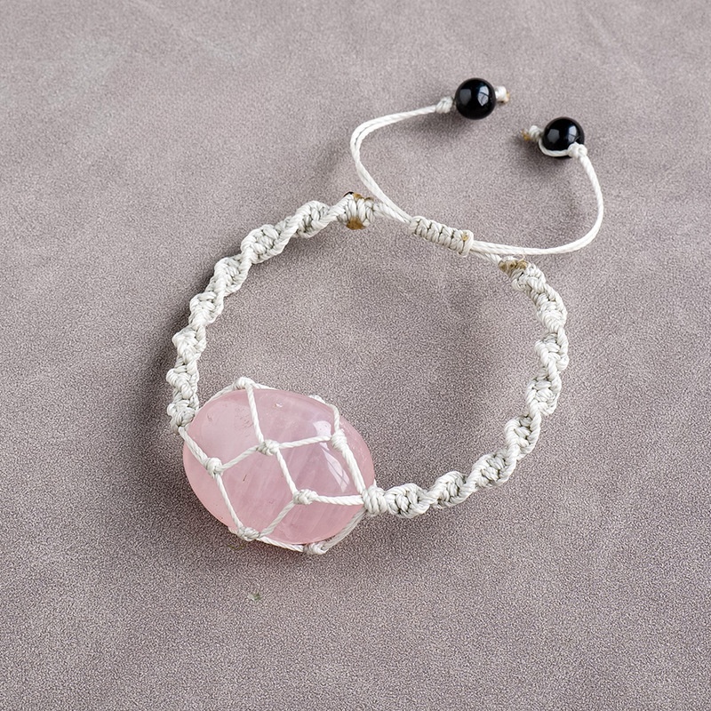 Natural crystal rolling stone net bag braided bracelet fashion crystal retro bracelet