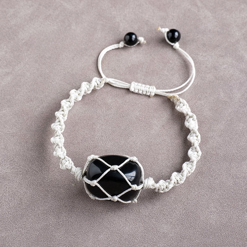 Natural crystal rolling stone net bag braided bracelet fashion crystal retro bracelet