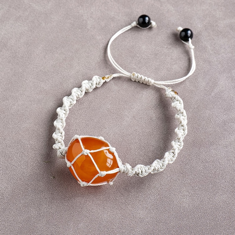 Natural crystal rolling stone net bag braided bracelet fashion crystal retro bracelet