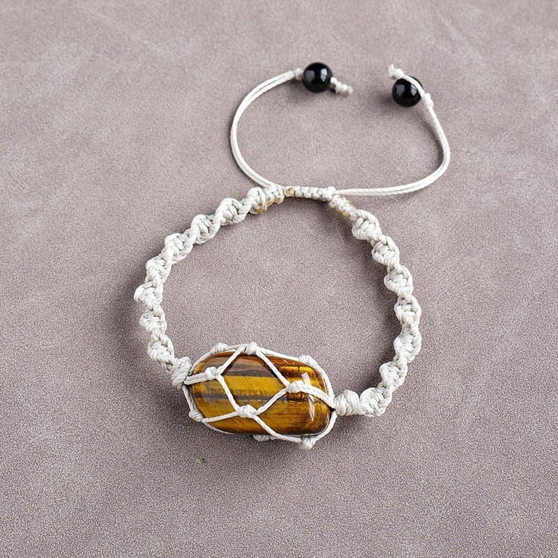 Natural crystal rolling stone net bag braided bracelet fashion crystal retro bracelet